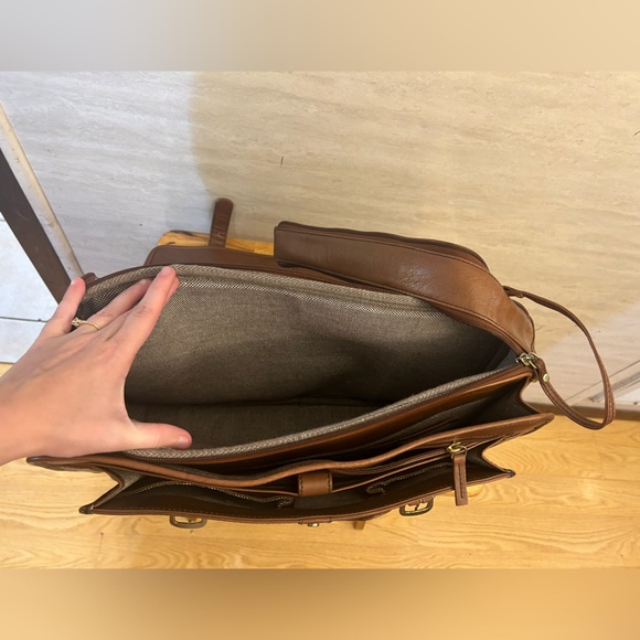 Hidesign Leather Men's Brown Briefcase Laptop Crossbody Travel Business Satchel - Picture 13 of 16